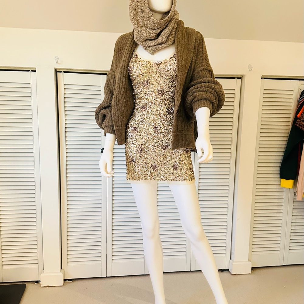 “The Standout Guarantee” 3 piece outfit featuring Arden B. sheer sequin dress.